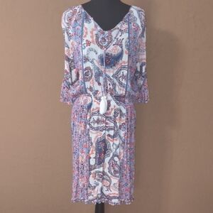 ONE WORLD Farmers Market Women's Boho Floral Paisley Midi Dress Size XL